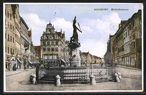 AK Augsburg, Maximilianstrasse mit Merkurbrunnen