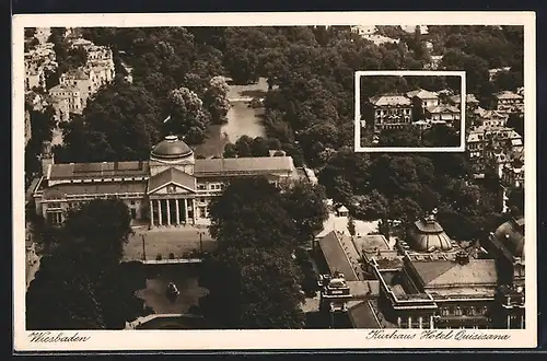 AK Wiesbaden, Teilansicht mit Kurhaus Hotel Quisiana