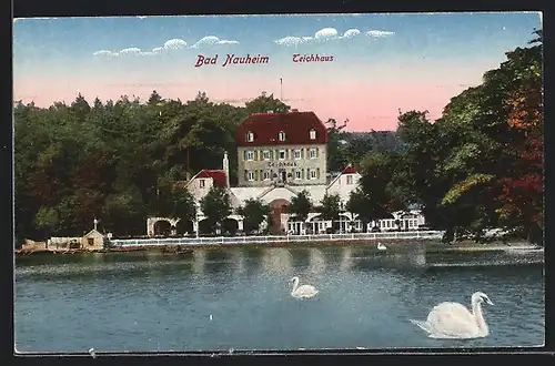 AK Bad Nauheim, Gaststätte Teichhaus mit Teich