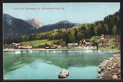 AK Urfeld /Walchensee, Ortsansicht mit Herzogstand