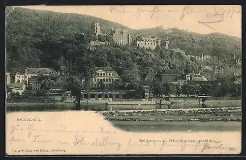 AK Heidelberg, Schloss von der Hirschgasse gesehen