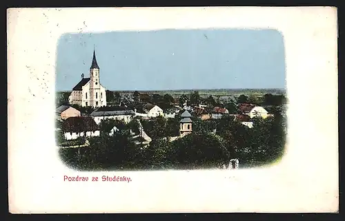 AK Studénka, Ortspartie mit Kirche