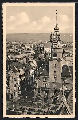 AK Troppau, Strasse am Oberring mit Stadtturm