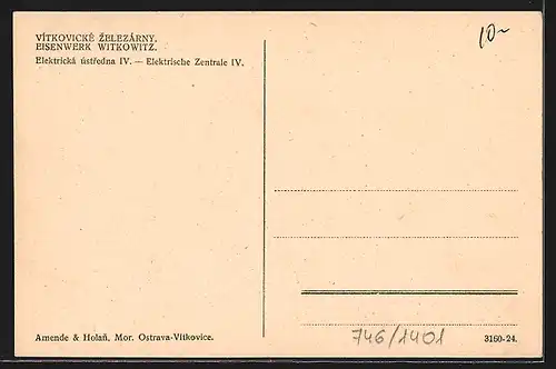 AK Witkowitz, Eisenwerk, Elektrische Zentrale IV., Innenansicht