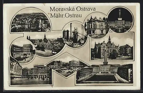 AK Moravska Ostrava, Odol Pasta, Ortspartien, Gebäudeansichten