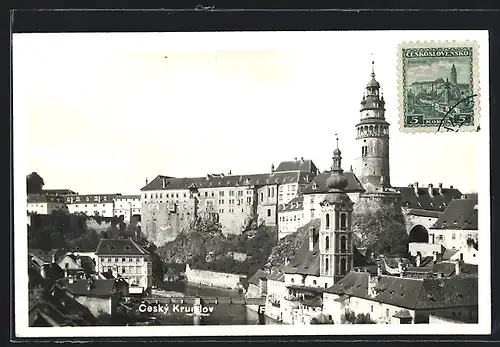 AK Ceský Krumlov, Teilansicht aus der Vogelschau