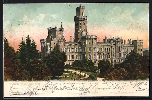 AK Hluboká nad Vltavou, Blick auf Schloss Frauenberg, Zámek