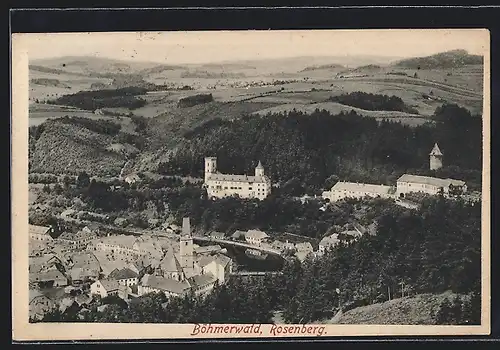 AK Rosenberg, Blick aus der Vogelschau auf den Ort und das Schloss