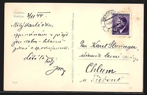 AK Nettolitz, Gesamtansicht mit Garben und Fernblick