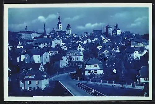 AK Tabor, Panorama mit Kirche und Burg