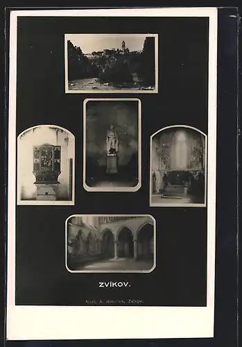 AK Zvíkov, Kircheninneres, Altar, Statue