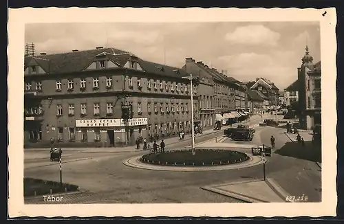 AK Tábor, Strassenpartie mit Grand Hotel Buffet