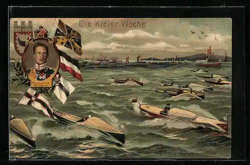 AK Kiel, Kieler Woche, Motorbootsrennen, Kronprinz Wilhelm von Preussen