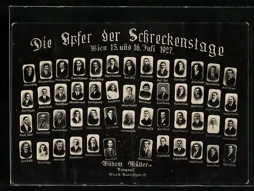AK Wien, die Opfer der Schreckenstage 1927