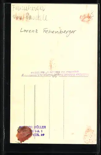 AK Opernsänger Lorenz Fehenberger im Kostüm, mit original Autograph