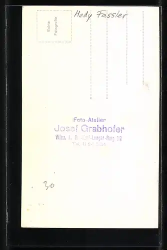 AK Opernsängerin Hedy Fassler in Zigeunerliebe, mit original Autograph