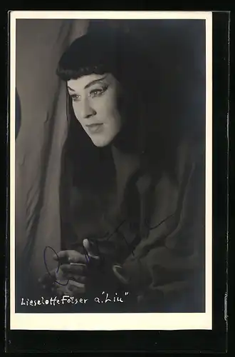 AK Opernsängerin Lieselotte Fölser als Liu, mit original Autograph