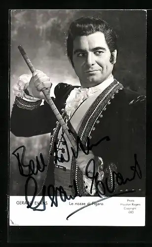 AK Opernsänger Gerant Evans in Le nozze di Figaro, mit original Autograph