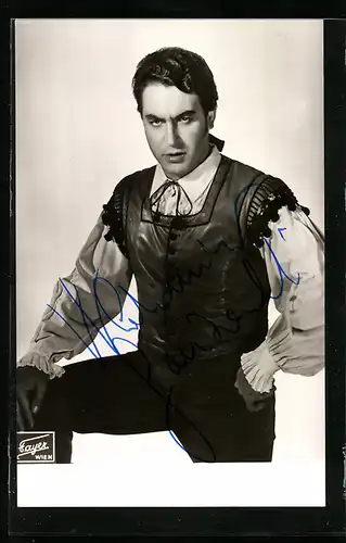 AK Opernsänger Wladimiro Ganzarolli im Kostüm, mit original Autograph