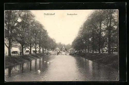 AK Düsseldorf, Blick auf den Stadtgraben