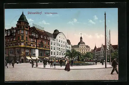 AK Düsseldorf, Wilhelmsplatz mit Cafe Industrie