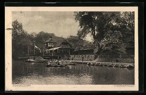 AK Düsseldorf, Fischerhaus mit Ruderbooten