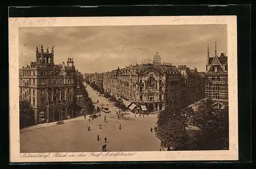 AK Düsseldorf, Blick auf die Graf Adolfstrasse