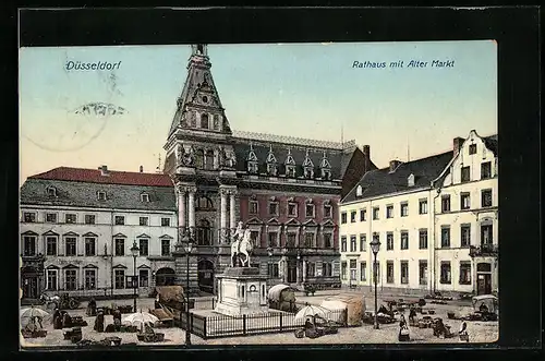 AK Düsseldorf, Rathaus mit Alter Markt