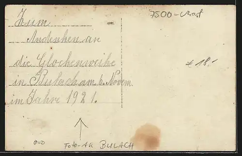 AK Bulach, Glockenweihe 1921