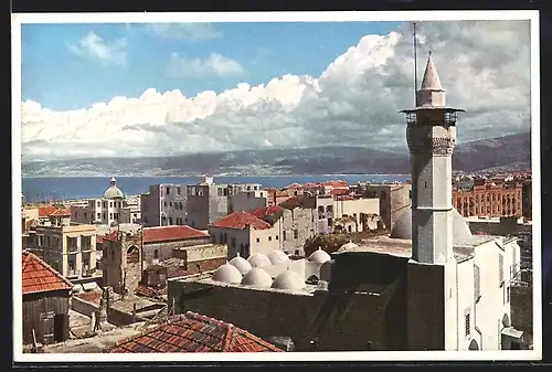 AK Beirut, Stadtansicht, Moschee en Noufara im Vordergrund