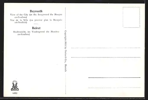 AK Beirut, Stadtansicht, Moschee en Noufara im Vordergrund