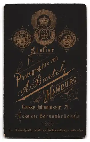 Fotografie A. Bartel, Hamburg, Grosse Johannisstr. 21, Zwei Kinder in hübschen Kleidern