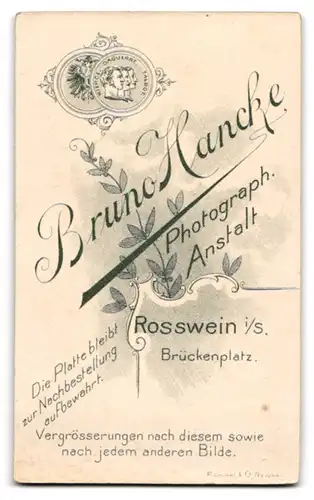 Fotografie Bruno Hancke, Rosswein i. S., Bürgerliche Dame mit Lockenfrisur u. Schleifen an den Schultern