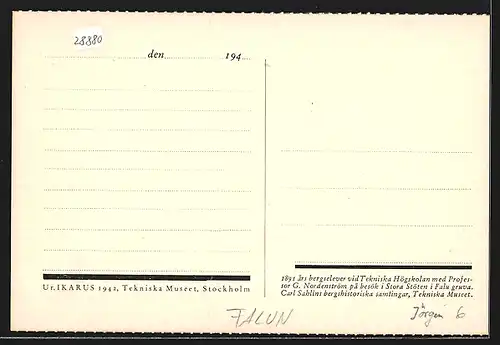 AK Falun, 1891 ars bergselever vid Tekniska Högskolan