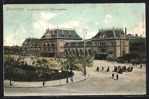 AK Düsseldorf, Hauptbahnhof mit Wilhelmsplatz