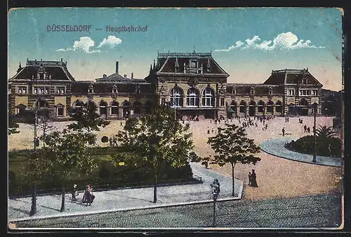 AK Düsseldorf, Hauptbahnhof mit Vorplatz