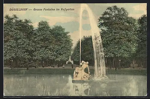 AK Düsseldorf, Grosse Fontaine im Hofgarten