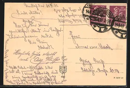 AK Düsseldorf, Oberpostdirektion mit Strassenpartie