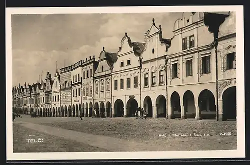 AK Telc, Strassenpartie mit Anwohnern