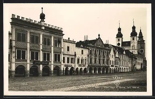AK Telc, Strassenpartie mit Geschäften