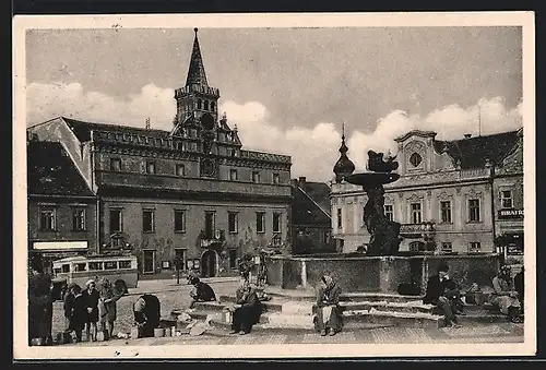 AK Deutsch-Brod, Strassenpartie mit Brunnen