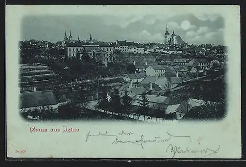 Mondschein-AK Iglau, Panorama