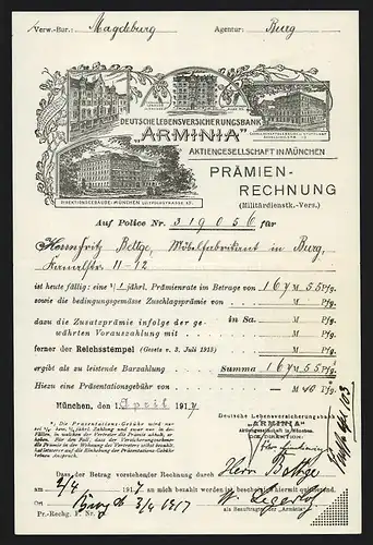 Rechnung München 1917, Deutsche Lebensversicherungsbank Arminia, Gesellschafts- und Direktionsgebäude