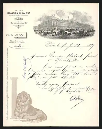 Rechnung Paris 1889, Rousseau & Cie. Grand Magasins du Louvre, Ladenansicht
