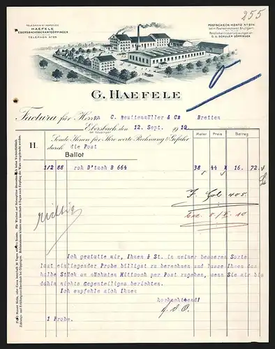 Rechnung Ebersbach 1910, G. Haefele, Werkansicht