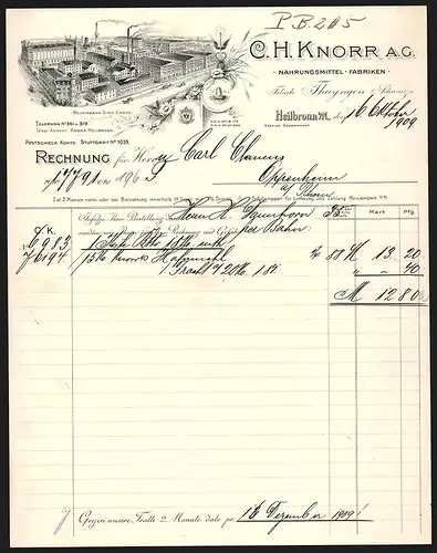 Rechnung Heilbronn a. N. 1909, C. H. Knorr AG Nahrungsmittel-Fabriken, Werkansichten