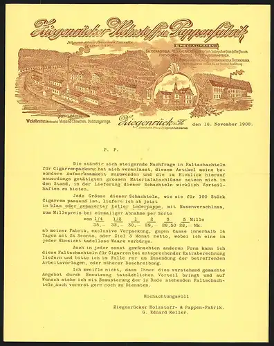 Rechnung Ziegenrück i. Th. 1908, Ziegenrücker Holzstoff- und Pappenfabrik, Werkansichten