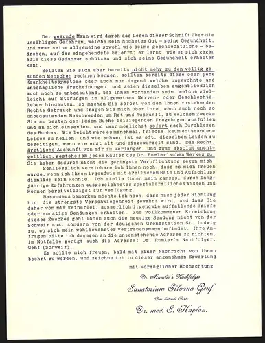 Rechnung Genf, Dr. Med. Rumler`sches Nerven-Sanatorium Silvana, Ansicht mit Parkanlage