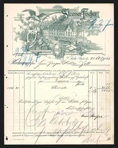 Rechnung Lahr /Baden 1895, Stoesser-Fischer, Ladenansicht mit Strassenbahn