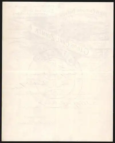 Rechnung Mannheim 1896, Georg Carl Zimmer Fabrik Chemischer Producte, Werkansicht und Auszeichnungen